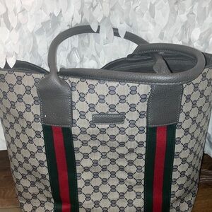 Gray monogram shoulder bag/tote bag